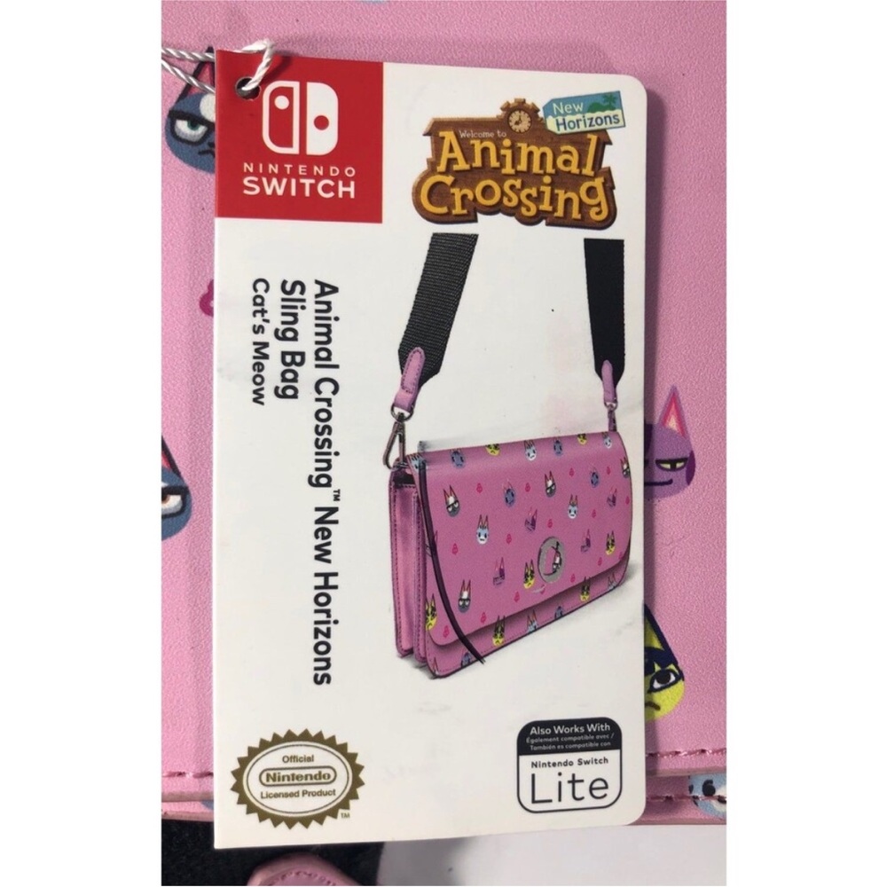 NWT Animal Crossing Pink Cats Meow Nintendo Switch Carrying Case Crossbody Bag - Picture 6 of 8